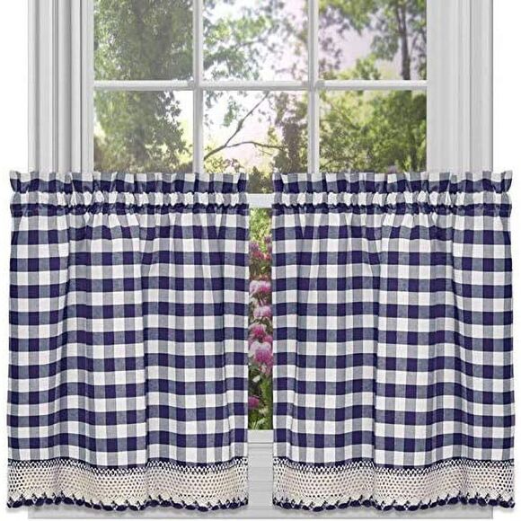 Farmhouse Curtains Kitchen Décor, Buffalo Valance, Classic Country Gingham - Picture 1 of 2